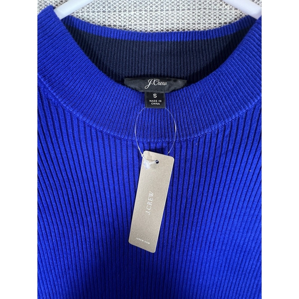 J Crew women's Ribbed sweater-dress Size Small Travel Rib Dress Oxford Royal - Picture 2 of 8
